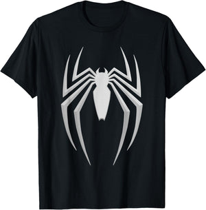 Marvel Spider-Man 2 Silver Spider Chest Emblem T-Shirt - T-Shirt | Black
