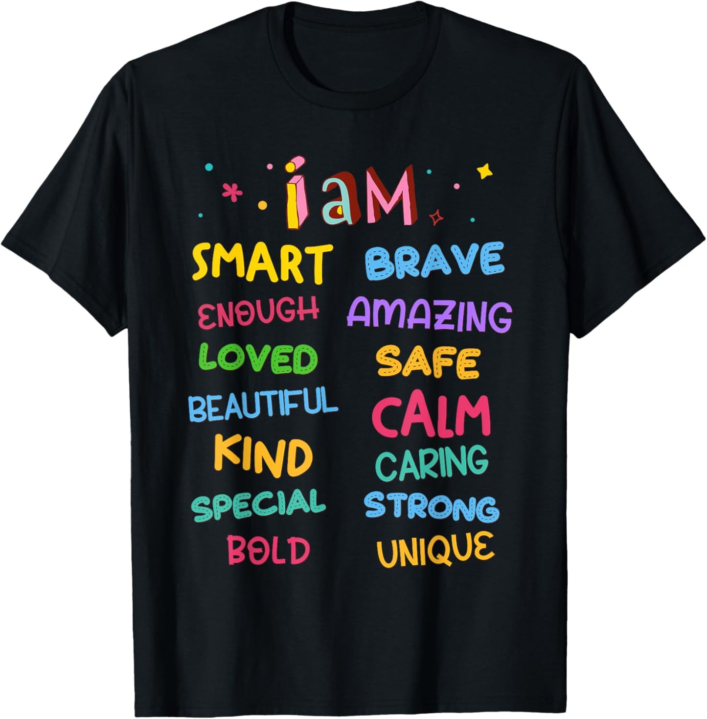 I Am Daily Affirmation Colorful Christian Kids Toddler Girls T-Shirt - T-Shirt | Black