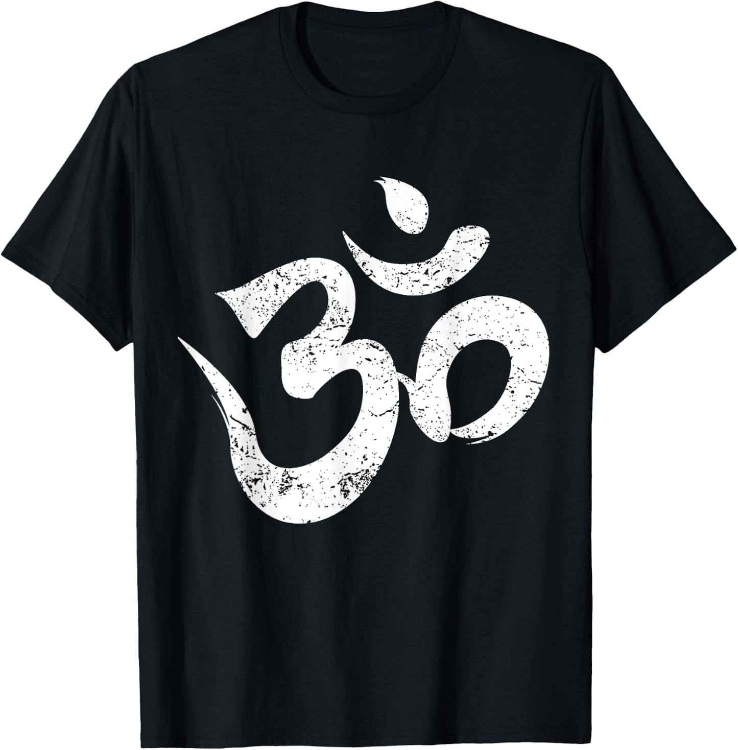 Distressed Om Meditation Spiritual Indian Yoga Symbol Om T-Shirt - T-Shirt | Black