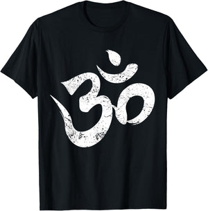Distressed Om Meditation Spiritual Indian Yoga Symbol Om T-Shirt - T-Shirt | Black