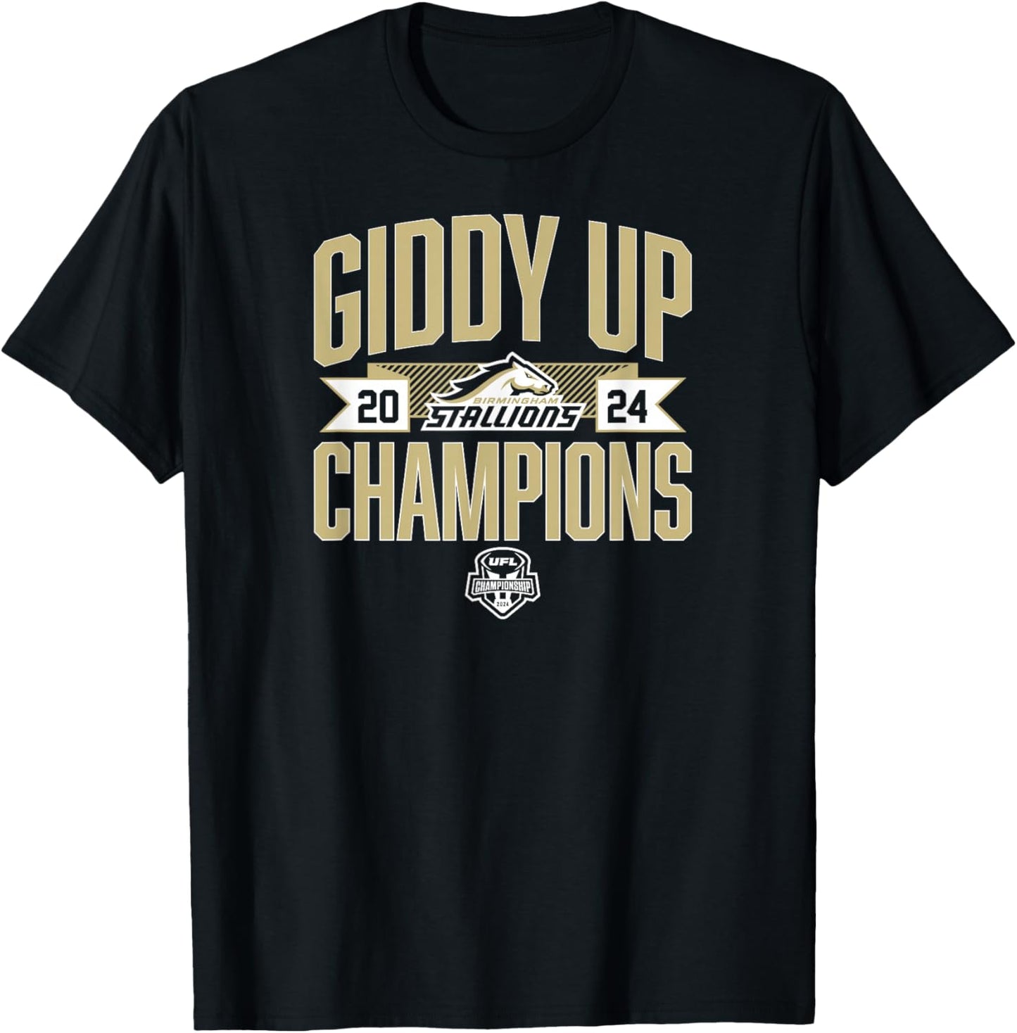 Birmingham Stallions - Giddy Up Champions - UFL T-Shirt - T-Shirt | Black