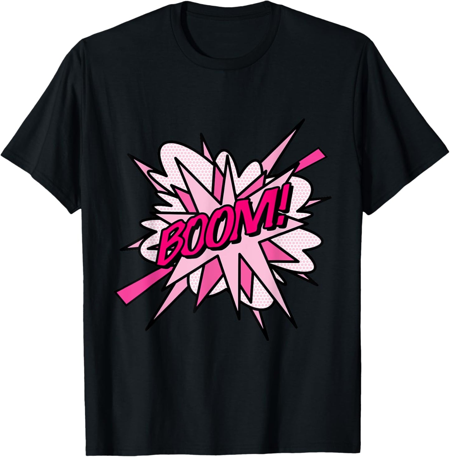 Pink Boom Comic Pop Art Modern Fun Retro Design T-Shirt - T-Shirt | Black