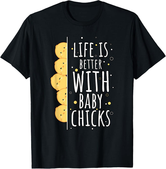 Japanese Kawaii Chicken Farming Spring Easter Baby Chicks T-Shirt - T-Shirt | Black