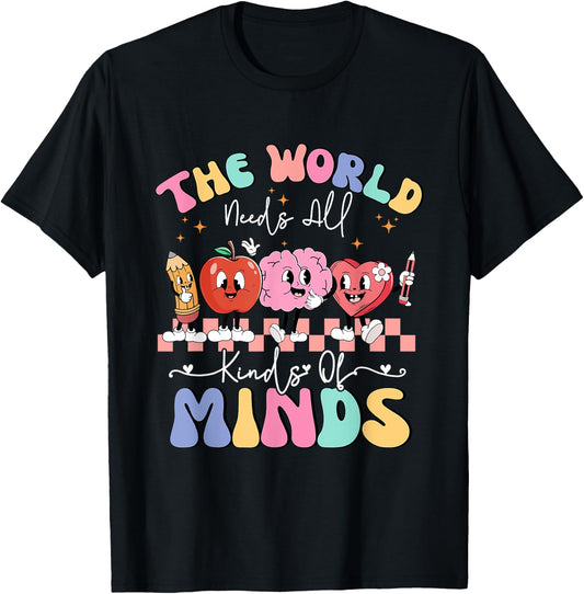 The World Needs All Kinds of Minds Special Education Teacher T-Shirt - T-Shirt | Black