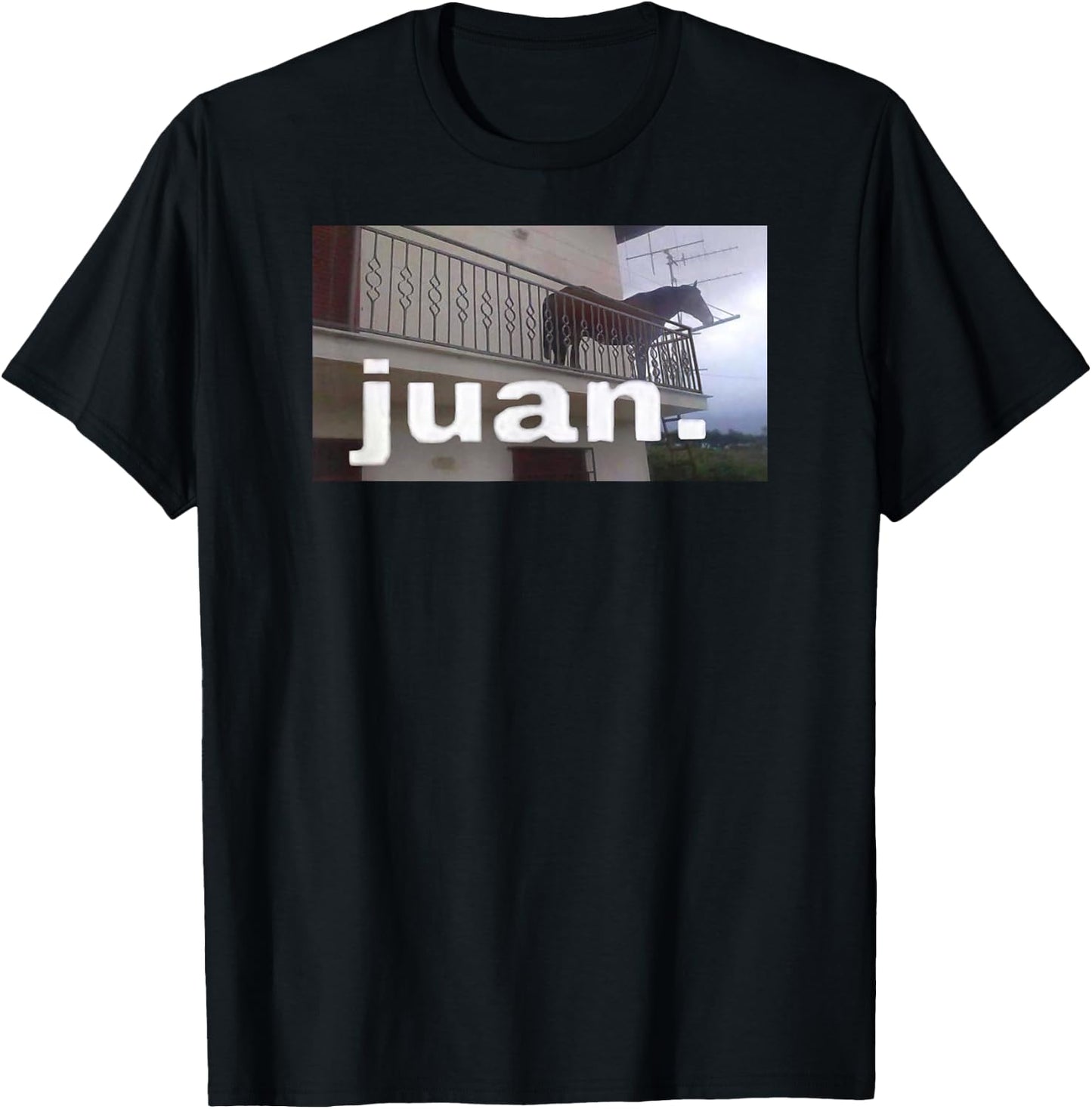 Juan Horse Meme on Balcony T-Shirt - T-Shirt | Black