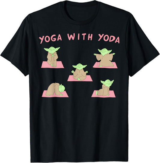 Star Wars Yoga With Yoda T-Shirt - T-Shirt | Black