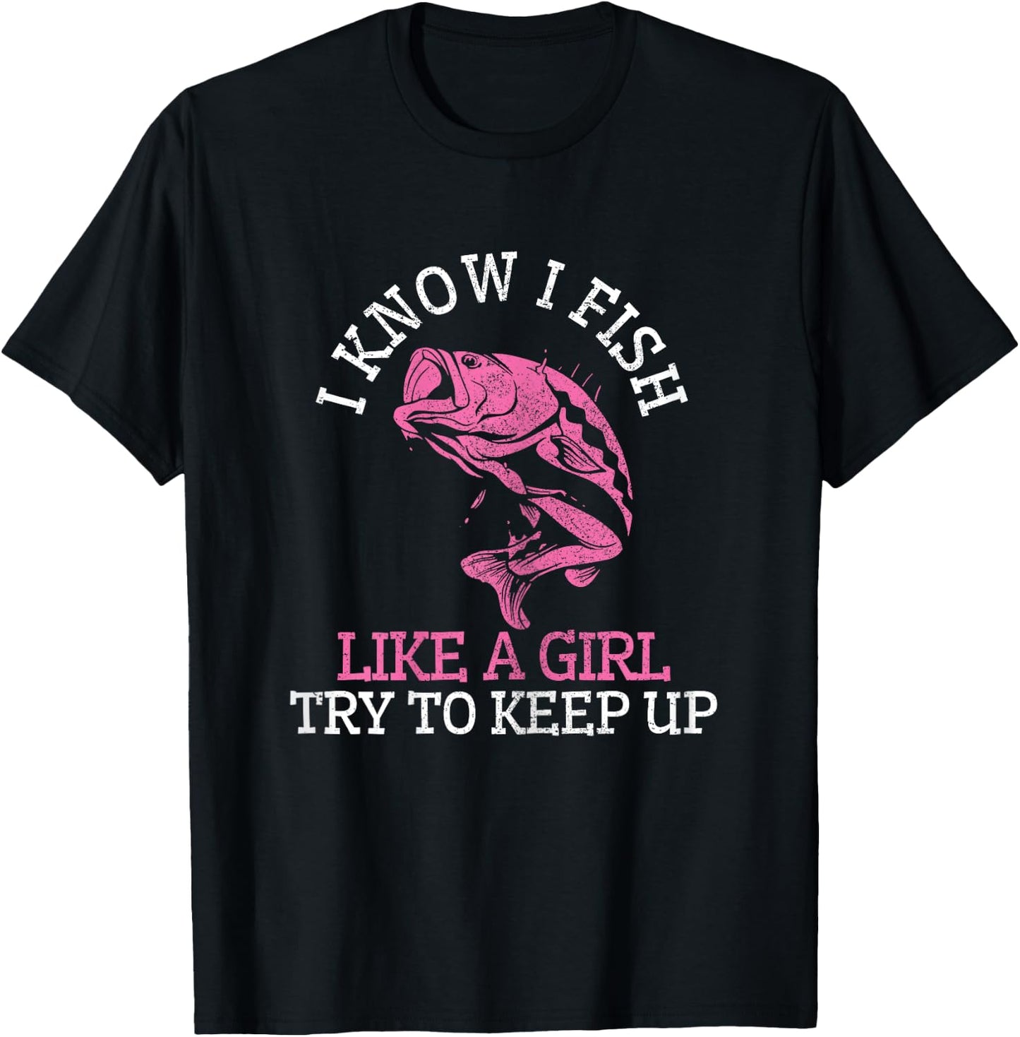 Fisherman Girl Funny Cute Fish Bass Gift T-Shirt - T-Shirt | Black