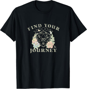 Dungeons & Dragons D20 Find Your Journey Retro Floral Frame T-Shirt - T-Shirt | Black