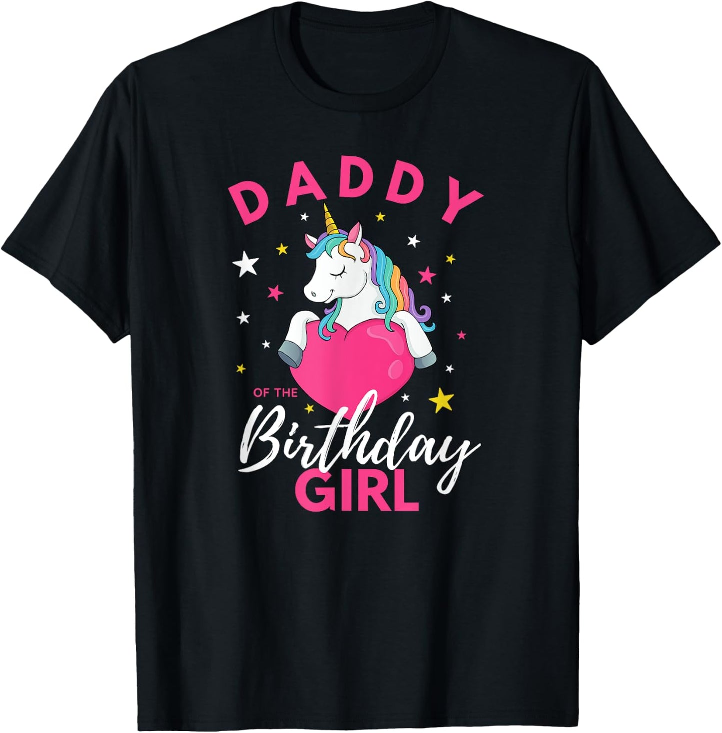 Daddy Of The Birthday Girl Unicorn T-Shirt - T-Shirt | Black