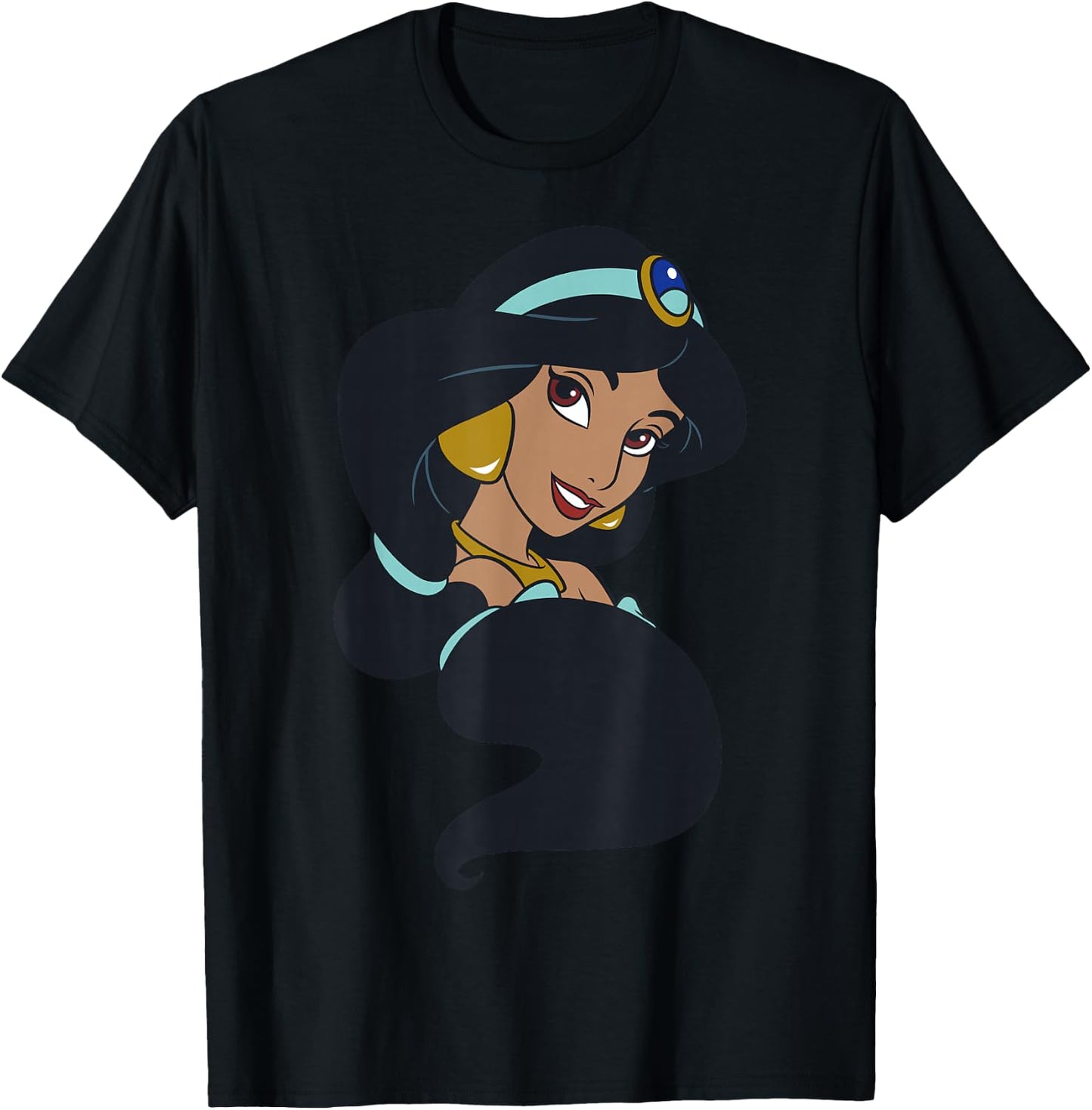 Disney Aladdin Jasmine Hair Swirl Big Portrait T-Shirt - T-Shirt | Black