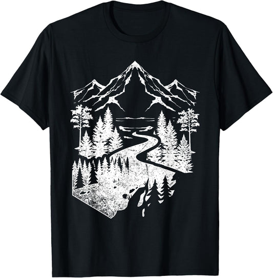 Wildlife Nature Mountains Hiking Outdoor Trees Forest T-Shirt - T-Shirt | Black