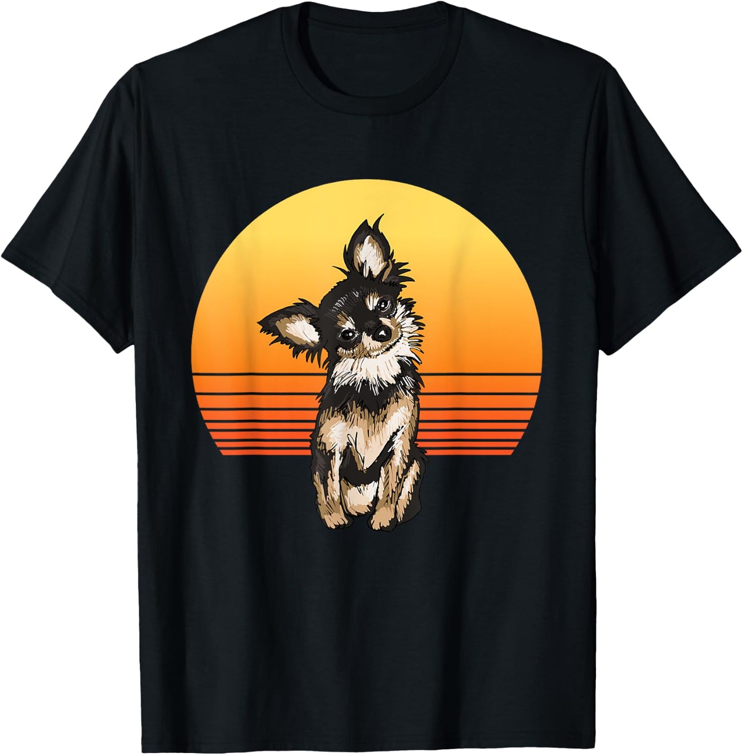 Retro Chihuahua Dad Dog Illustration Chihuahua Owner T-Shirt - T-Shirt | Black