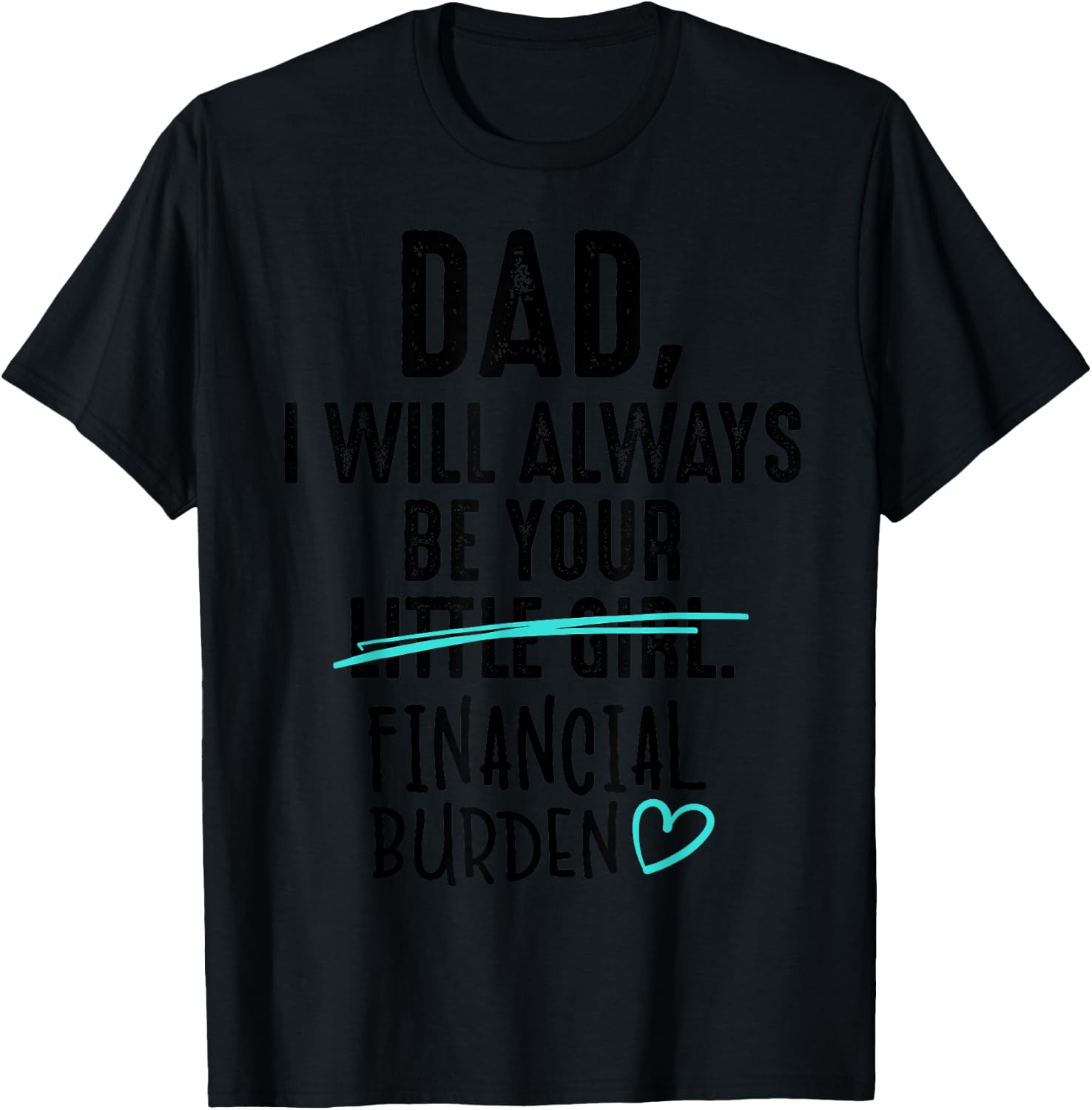 Dad I Will Always Be Your Little Girl Financial Burden Gift T-Shirt - T-Shirt | Black