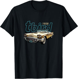 Vintage 1958 Tbird Convertible, Classic American Sports Car T-Shirt - T-Shirt | Black