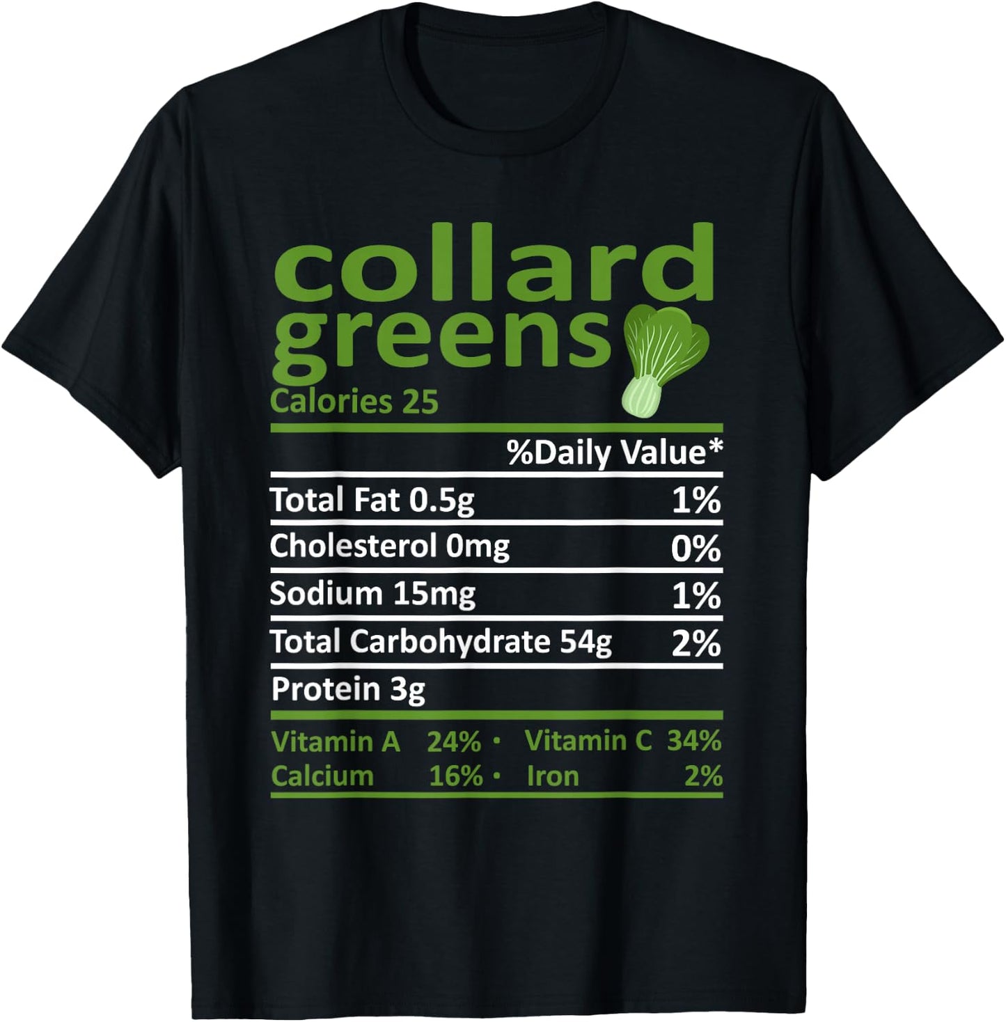 Collard Greens Nutrition Food Thanksgiving Costume Christmas T-Shirt - T-Shirt | Black