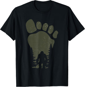 Sasquatch Or Bigfoot in The Forest Footprint Small T-Shirt - T-Shirt | Black