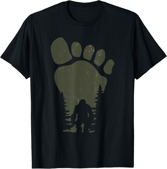 Sasquatch Or Bigfoot in The Forest Footprint Small T-Shirt - T-Shirt | Black