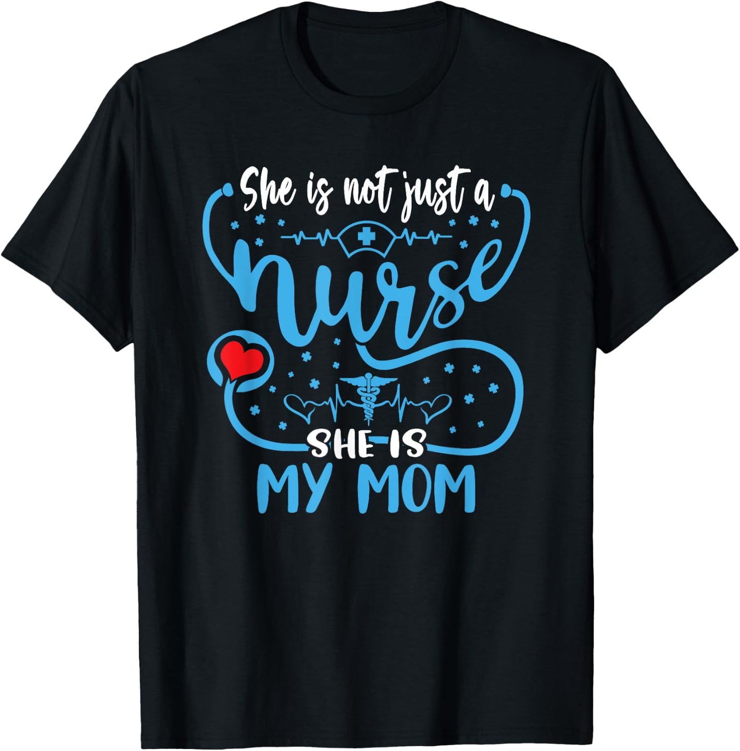 My Mom Is A Nurse Proud Nurse's Son Daughter RN LPN Family T-Shirt - T-Shirt | Black