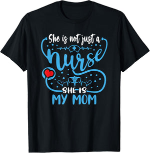 My Mom Is A Nurse Proud Nurse's Son Daughter RN LPN Family T-Shirt - T-Shirt | Black