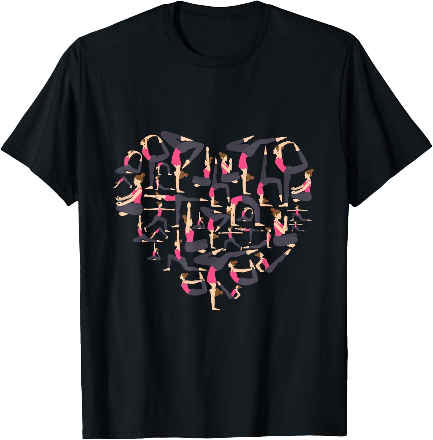 Love Yoga heart meditation pose men girl women Zen Spiritual T-Shirt - T-Shirt | Black
