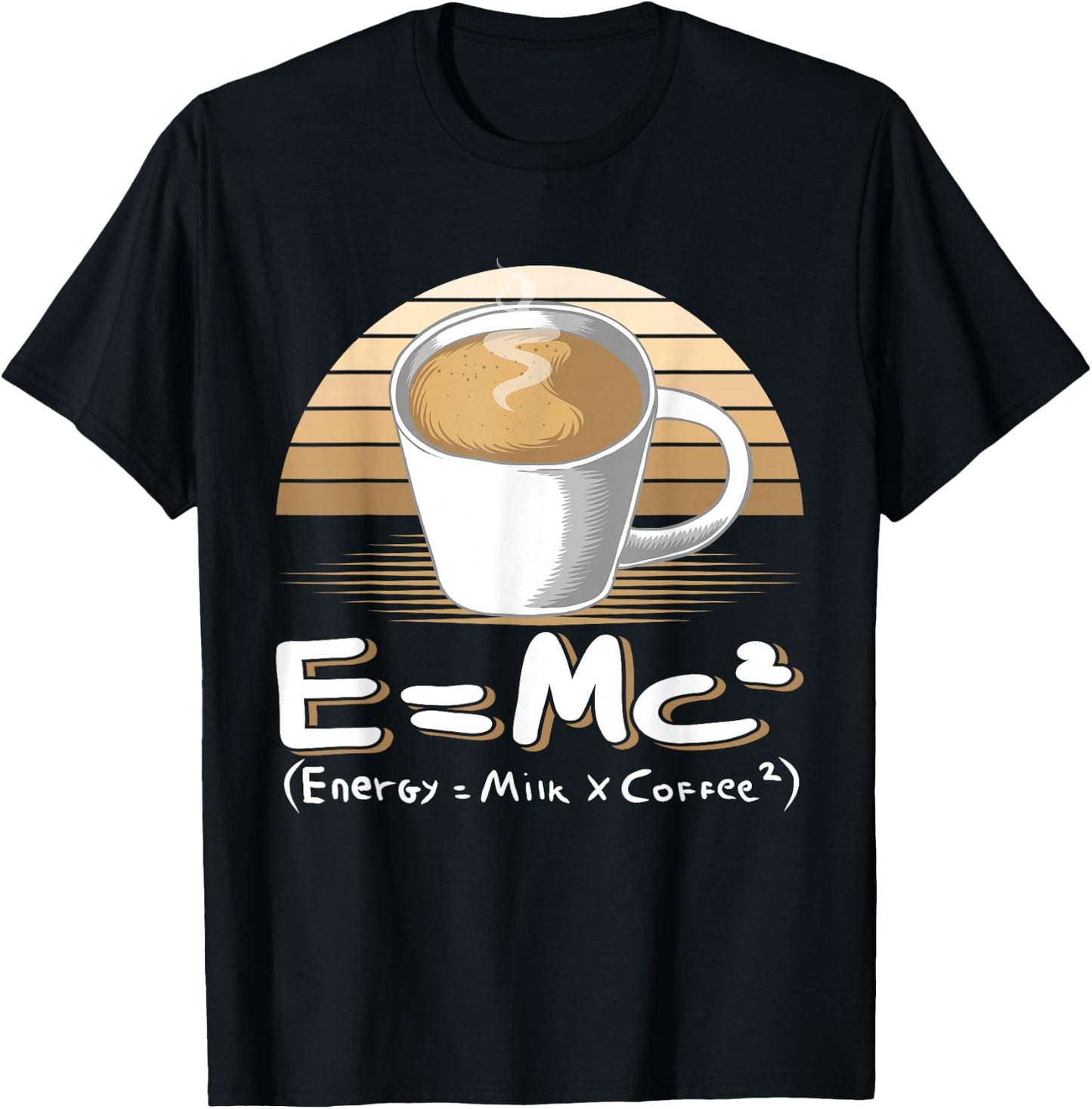 Funny Science E=MC2 Coffee Energy Milk Coffee Formula T-Shirt - T-Shirt | Black