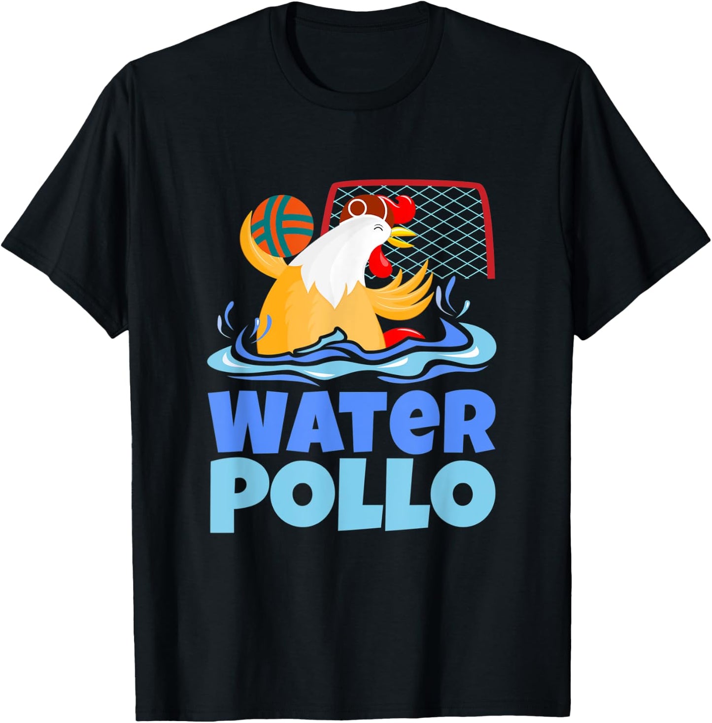 Funny Water Polo Humor, Water Pollo Chicken Pun T-Shirt - T-Shirt | Black