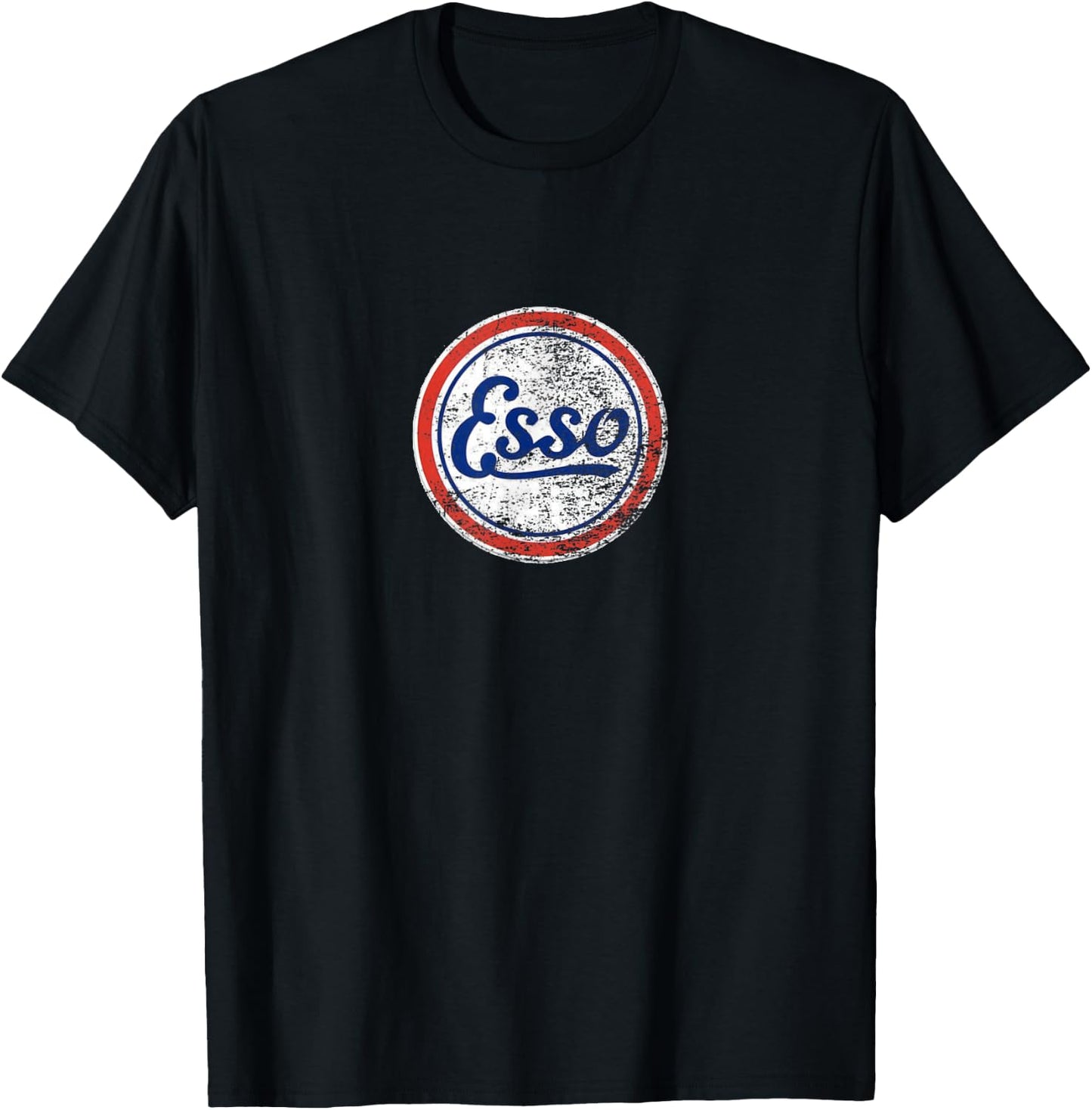 Vintage Car ESSO Gas Station and T-Shirt - T-Shirt | Black