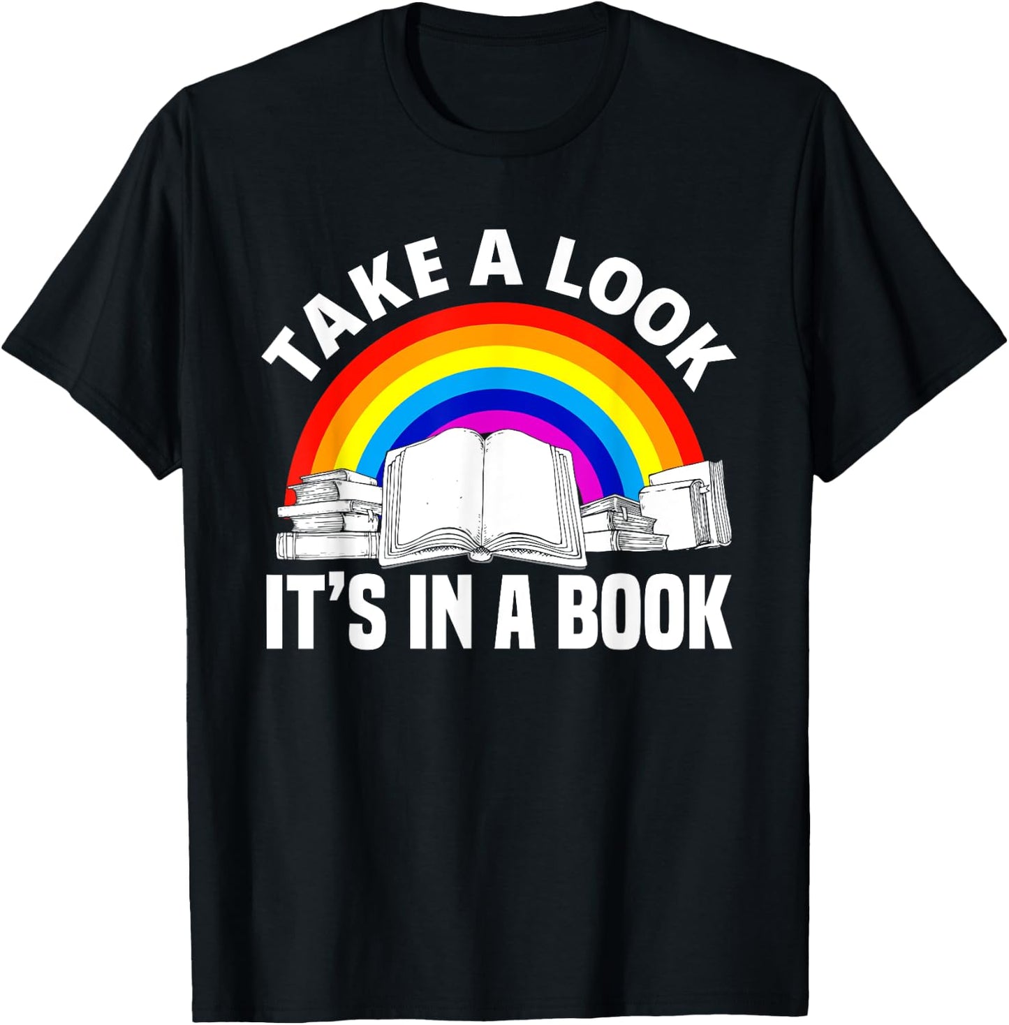 Cute Book Reader Rainbow Book Lover Love Reading T-Shirt - T-Shirt | Black