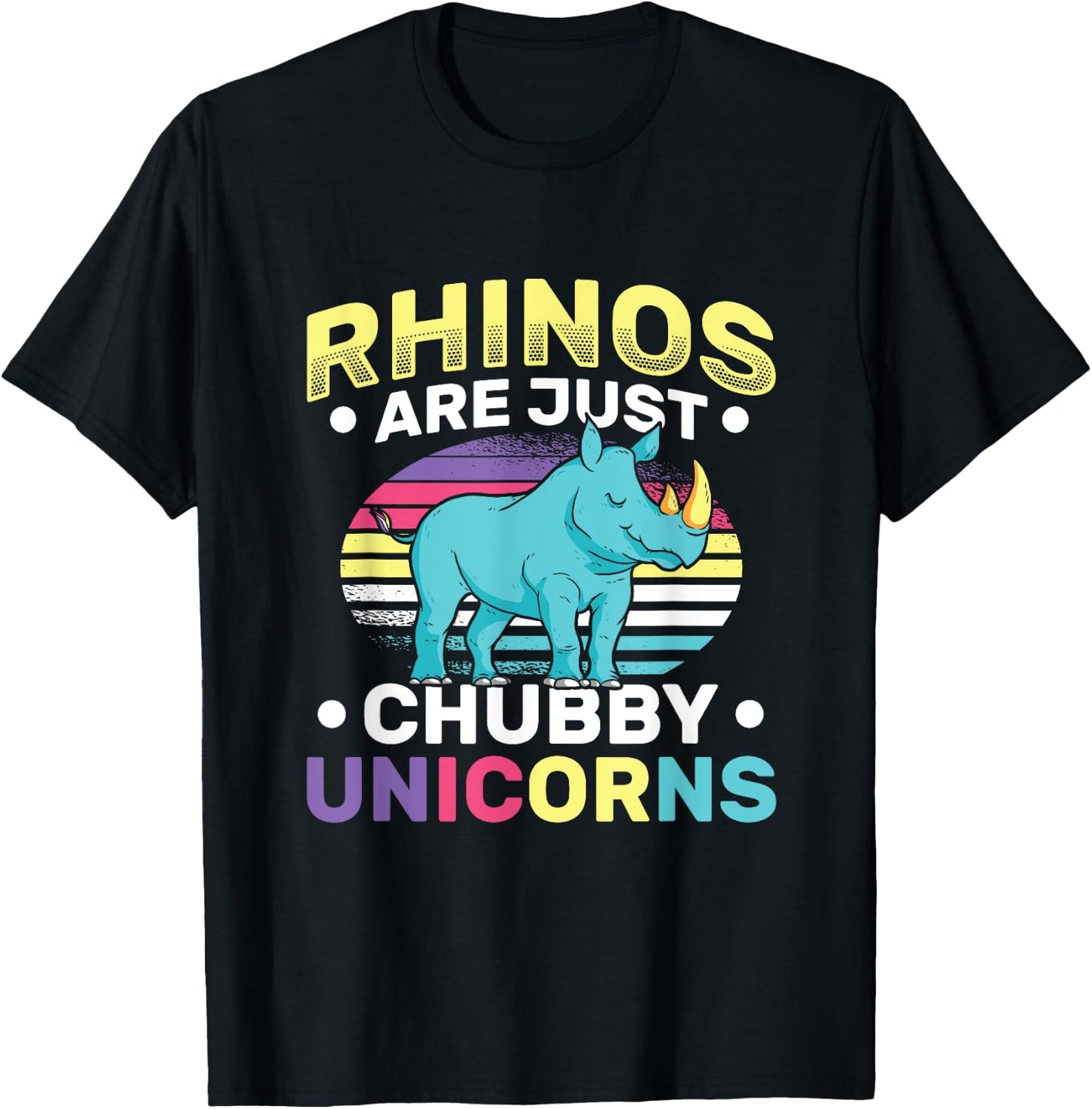 Funny Rhinos Are Just Chubby Unicorn Joke T-Shirt - T-Shirt | Black