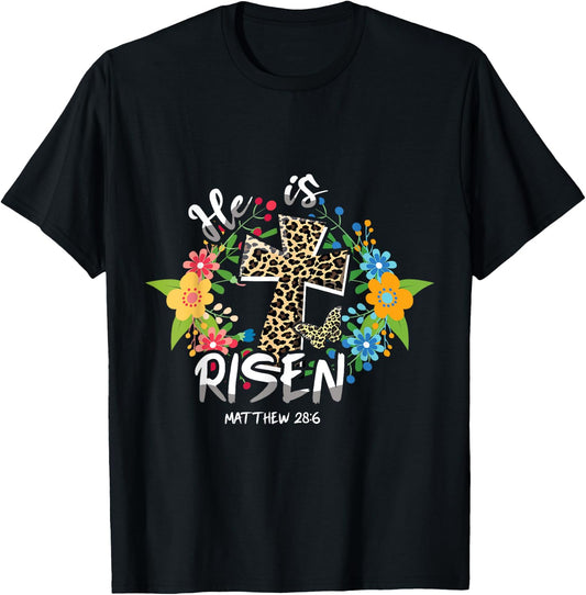 He Is Risen Bible Verse Colorful Easter Is About Jesus T-Shirt - T-Shirt | Black