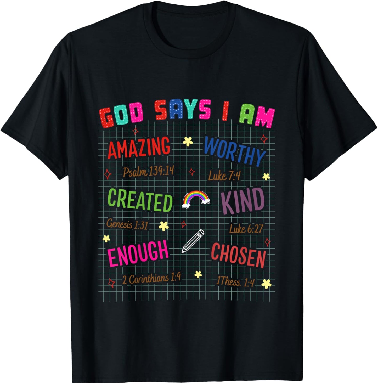 Kids Christian Lovers God Says I Am Faith Kids God Says I Am T-Shirt - T-Shirt | Black