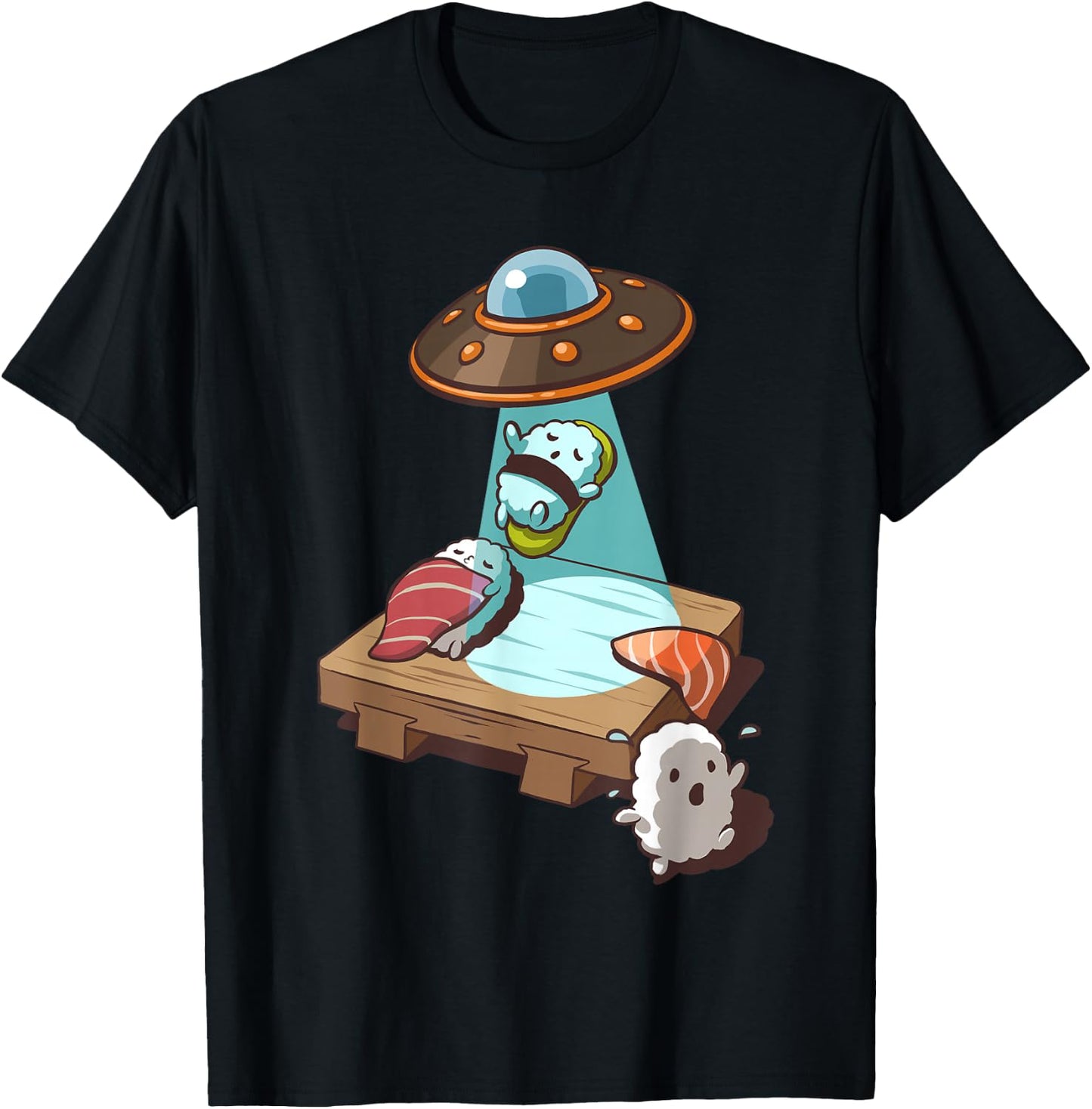 Sushi UFO Alien Abduction T-Shirt - T-Shirt | Black