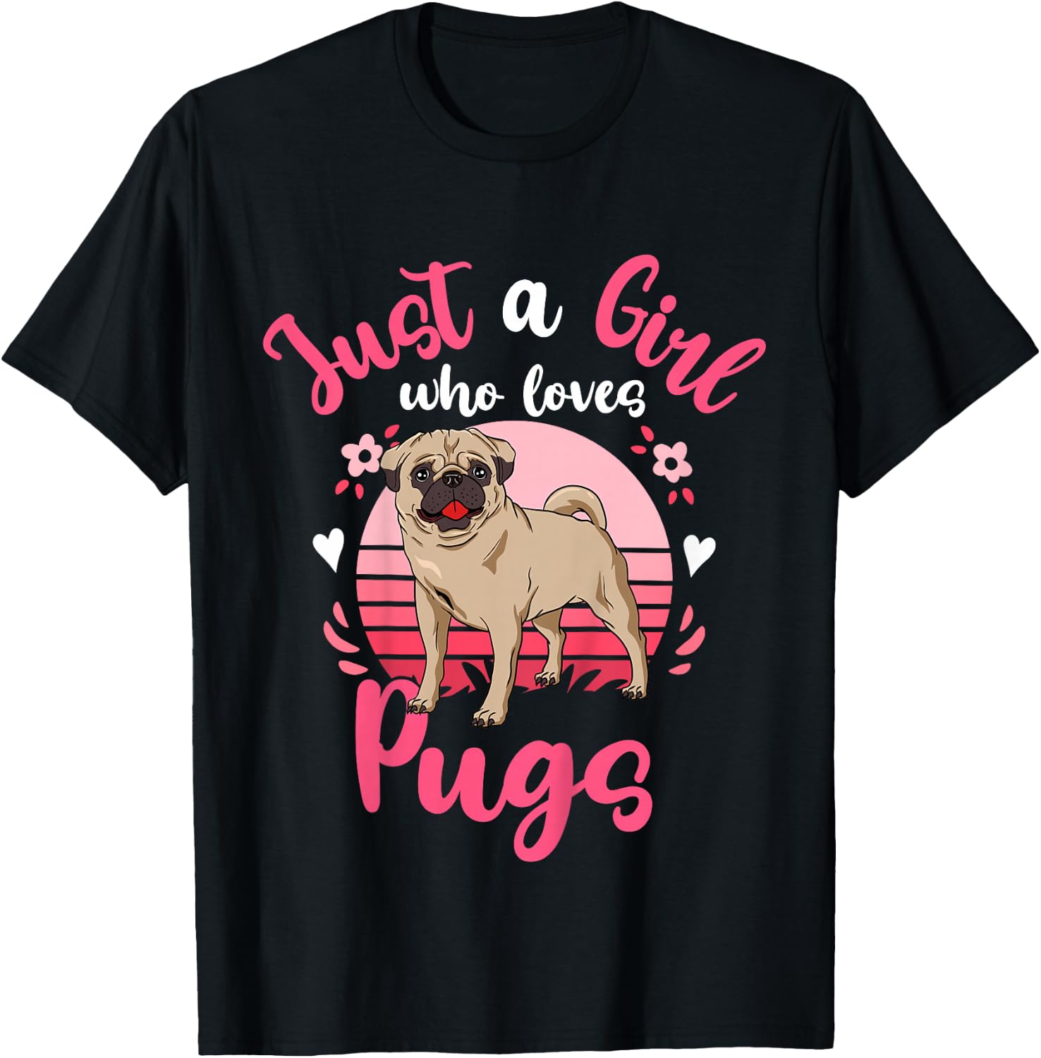 Kids Pug Just a Girl Who Loves Pugs T-Shirt - T-Shirt | Black