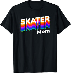 Retro Skateboarding Gamer Mom 80s Rainbow Style - Skater Mom T-Shirt - T-Shirt | Black