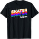 Retro Skateboarding Gamer Mom 80s Rainbow Style - Skater Mom T-Shirt - T-Shirt | Black