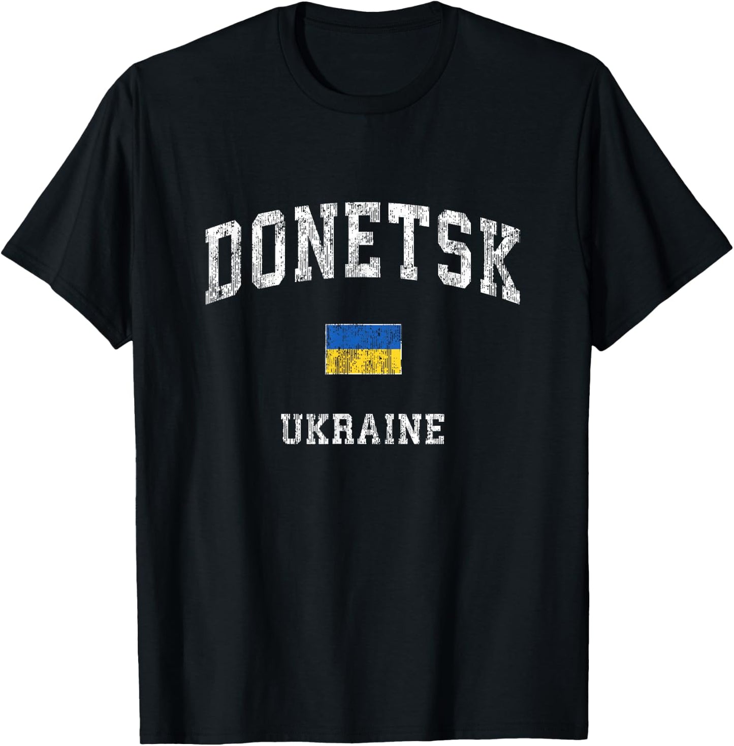 Donetsk Ukraine Vintage Athletic Sports Design T-Shirt - T-Shirt | Black