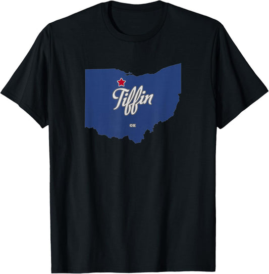 Tiffin Ohio OH Map T-Shirt - T-Shirt | Black