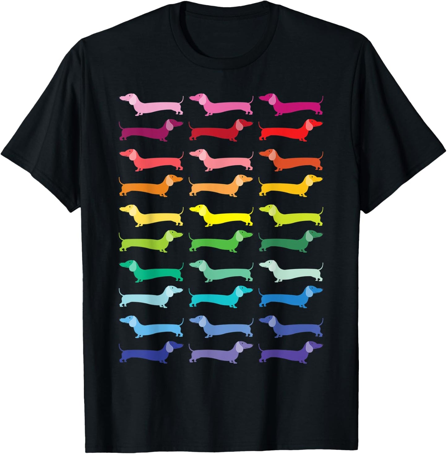 Colorful Dachshunds T-Shirt - T-Shirt | Black