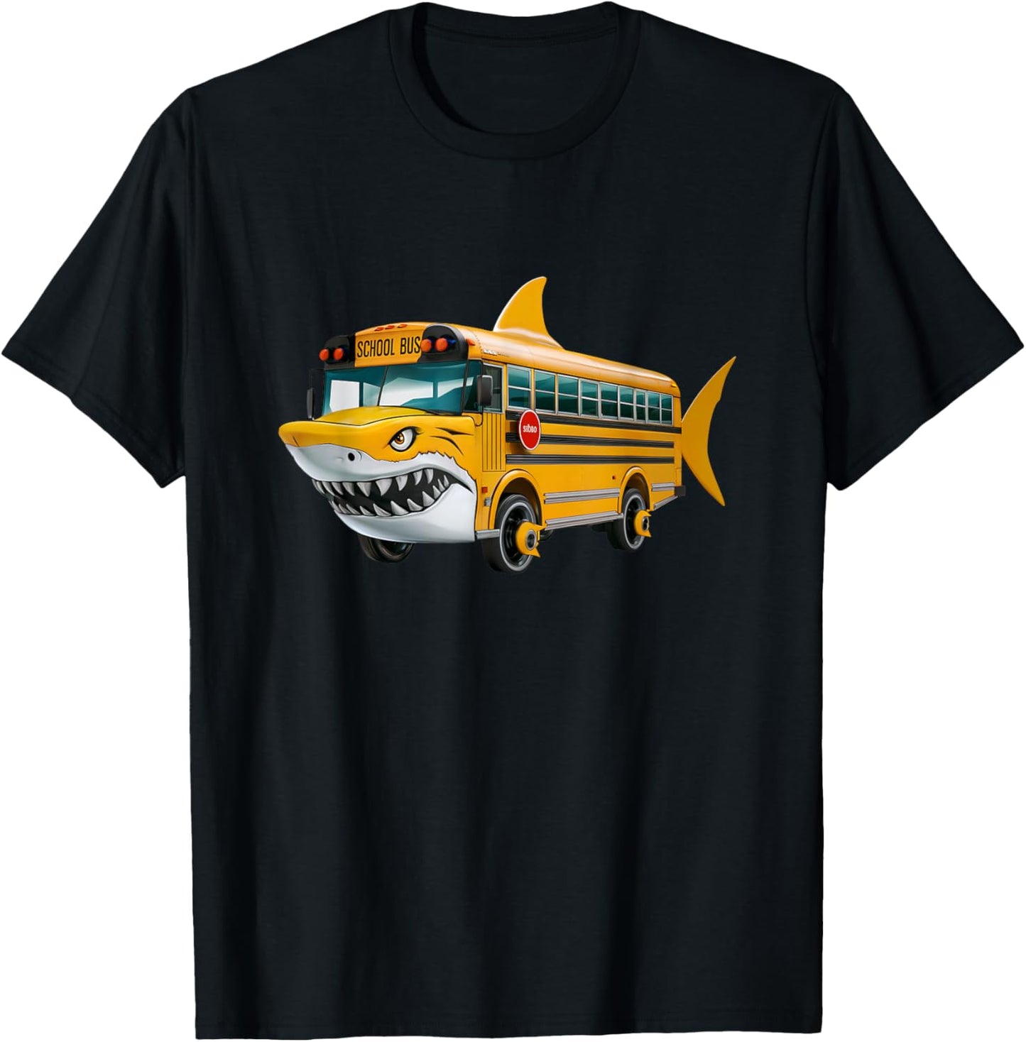 Shark School Bus Shark Lovers Funny Back To School Kids Boys T-Shirt - T-Shirt | Black