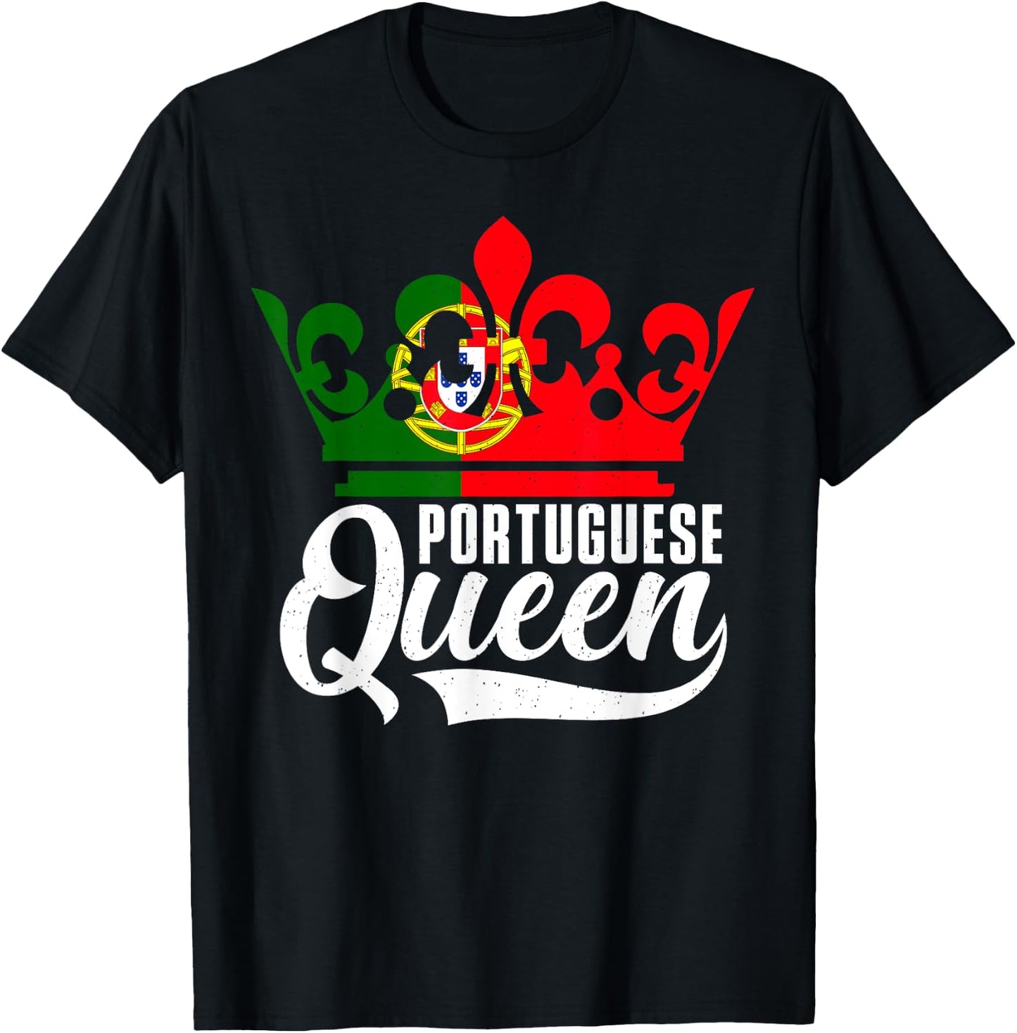 Portuguese Queen Flag Portugal Heritage-Pride T-Shirt - T-Shirt | Black