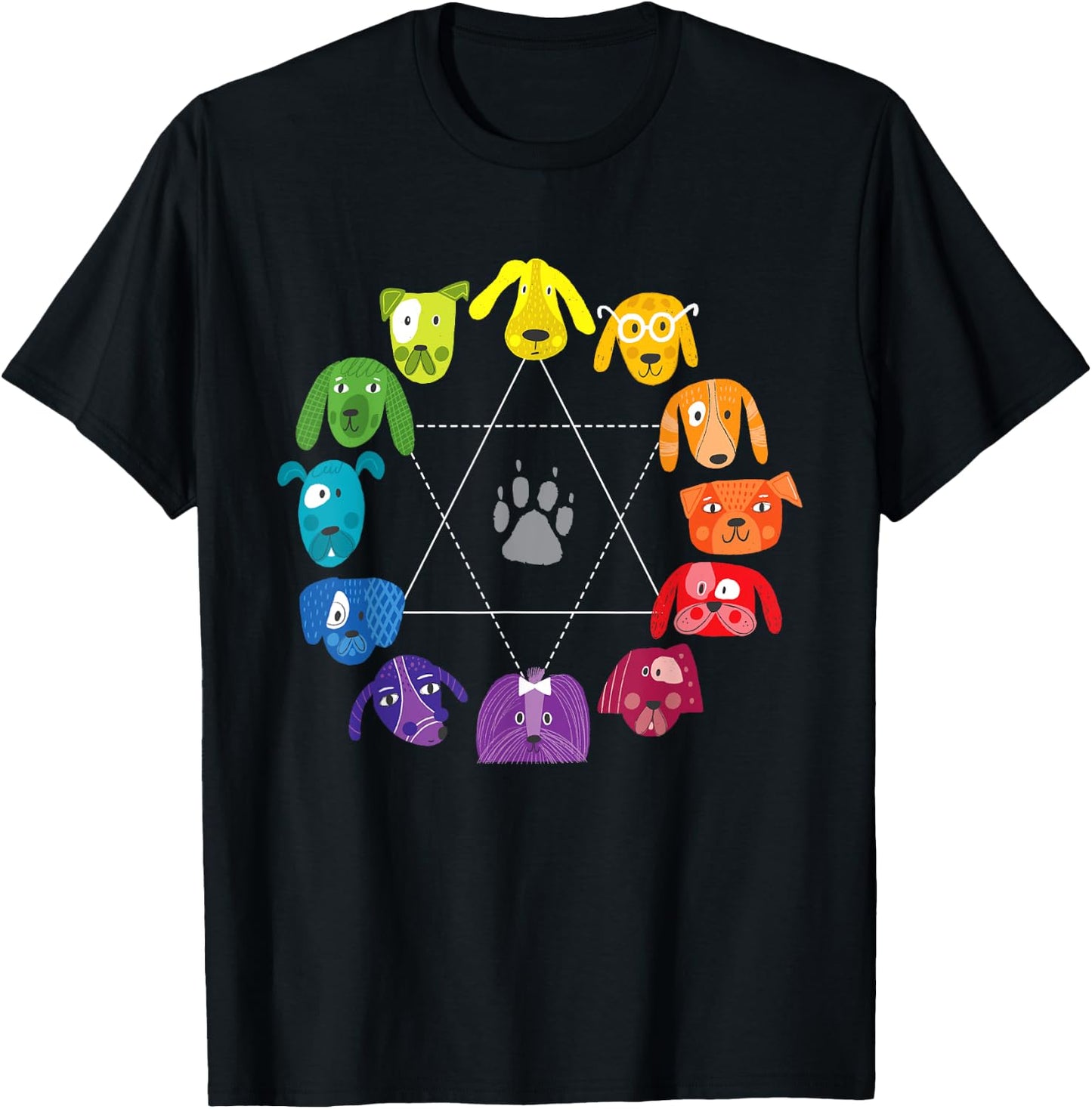 Unique Gifts for Artists by ADS Color Wheel Educational Art Teacher Dog Themed Artist Black Small T-Shirt - T-Shirt | Black