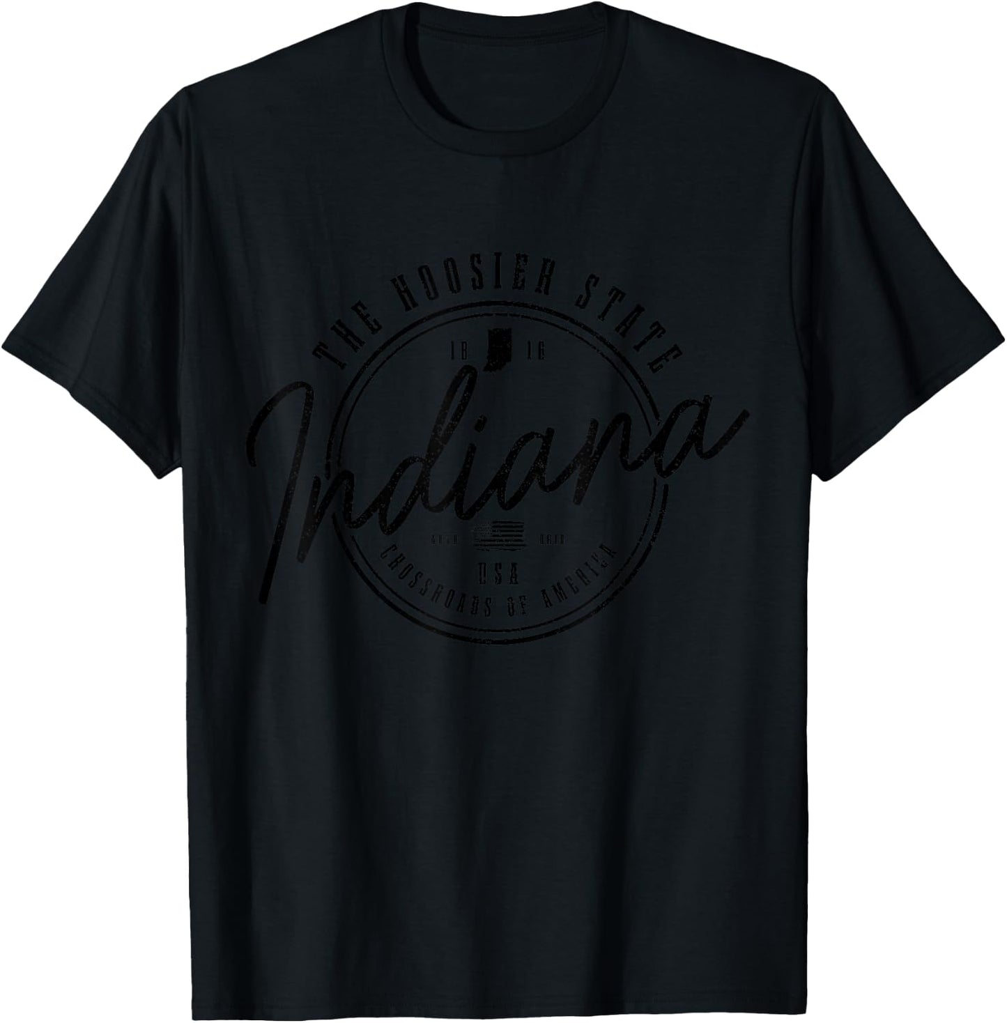 Indiana The Hoosier State Est. 1816 Patriotic Indiana T-Shirt - T-Shirt | Black