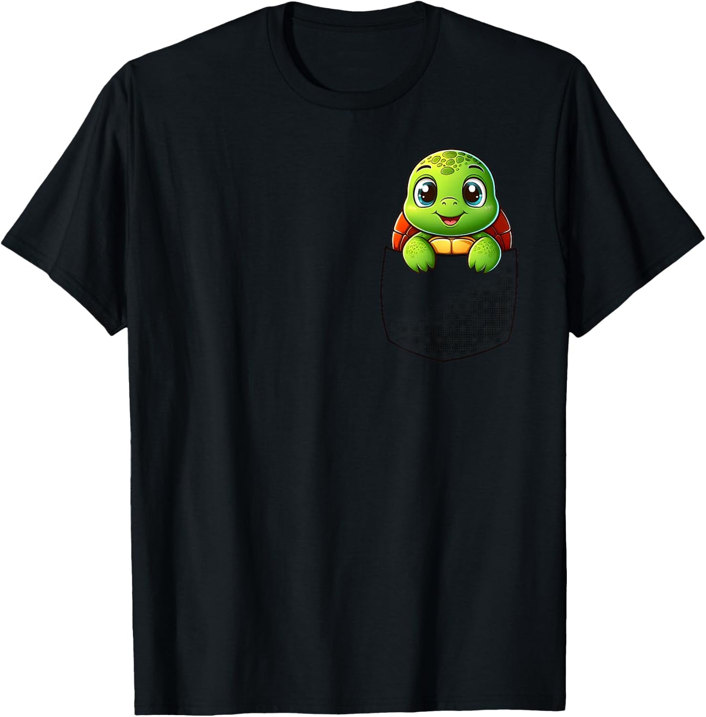 Adorable Turtle in Pocket for Kids, Boys, Girls, Women T-Shirt - T-Shirt | Black