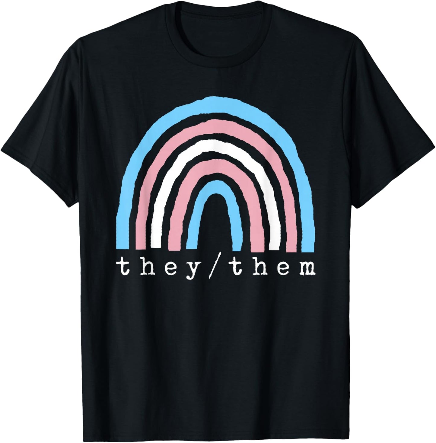 Boho Rainbow Trans Pronouns They Them Pride LBGTQIA T-Shirt - T-Shirt | Black