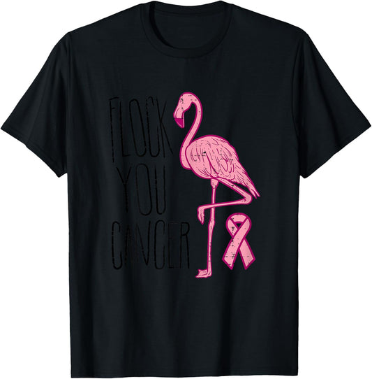 Flock You Breast Cancer Flamingo Pink Ribbon Support Gift T-Shirt - T-Shirt | Black