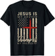 Jesus Is My Savior Trump Is My President 2024 USA Flag Cross T-Shirt - T-Shirt | Black