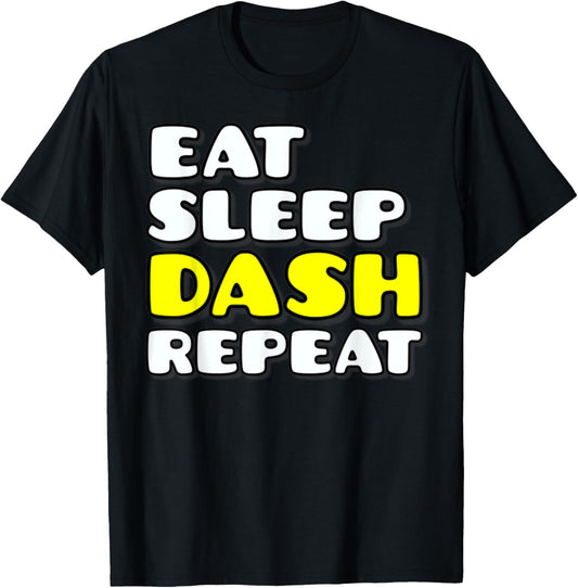 Eat Sleep Dash Repeat Video Game Geometry Video Gamer T-Shirt - T-Shirt | Black