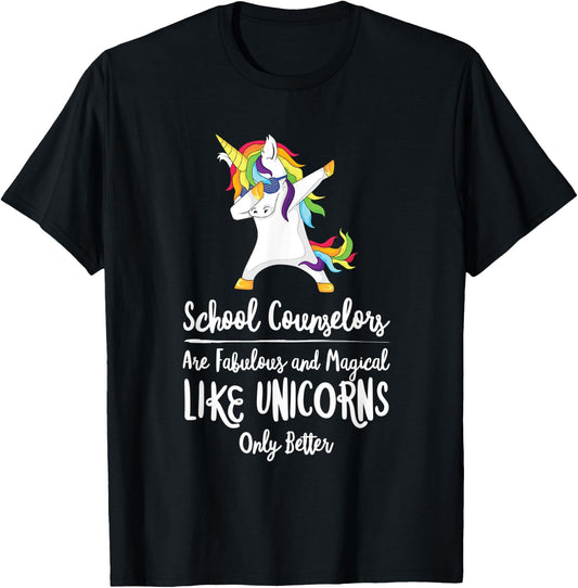 School Counselor Unicorn Teacher Therapist Counseling Advise T-Shirt - T-Shirt | Black