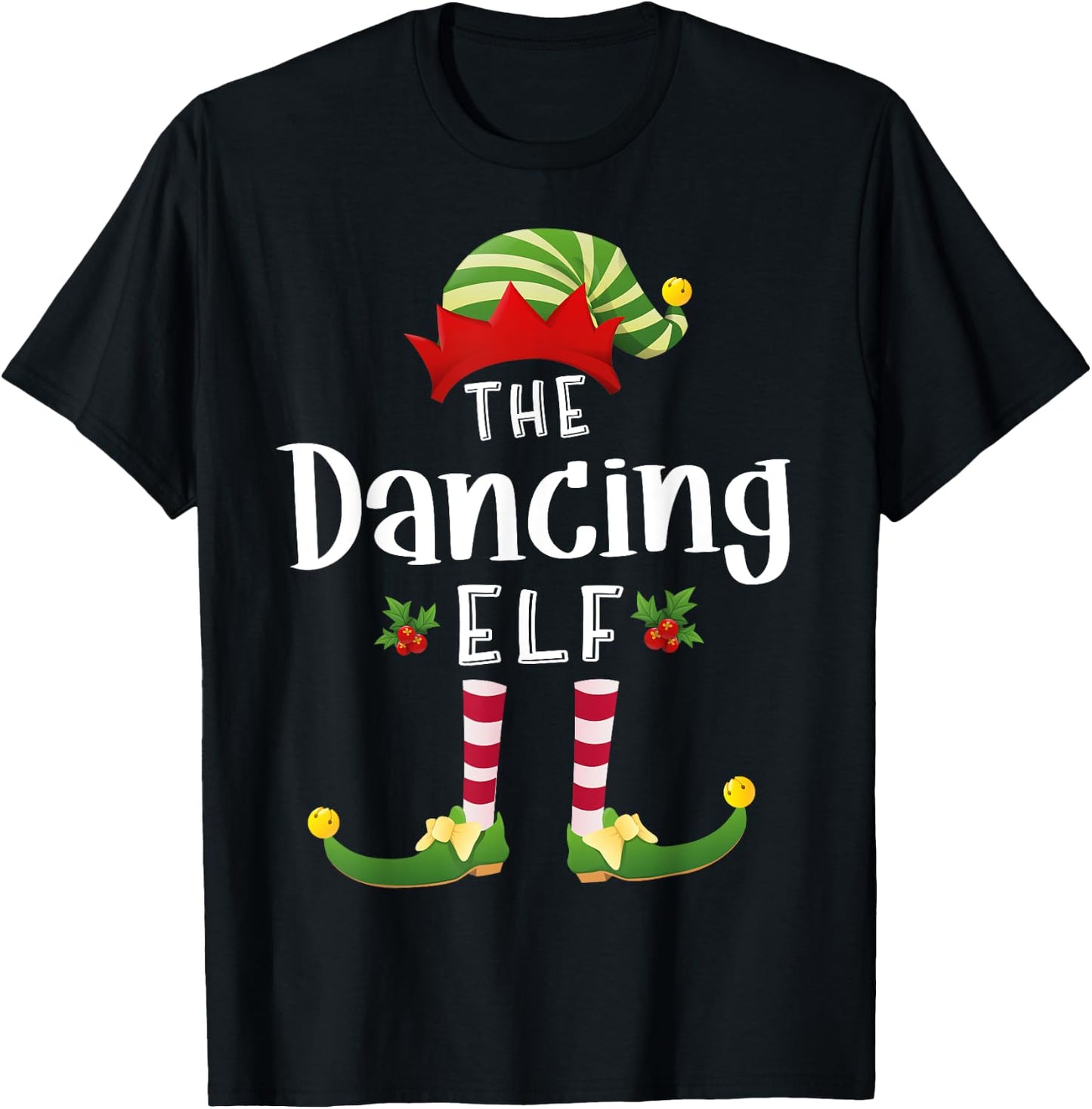 Dancing Christmas Elf Matching Pajama X-Mas Party T-Shirt - T-Shirt | Black
