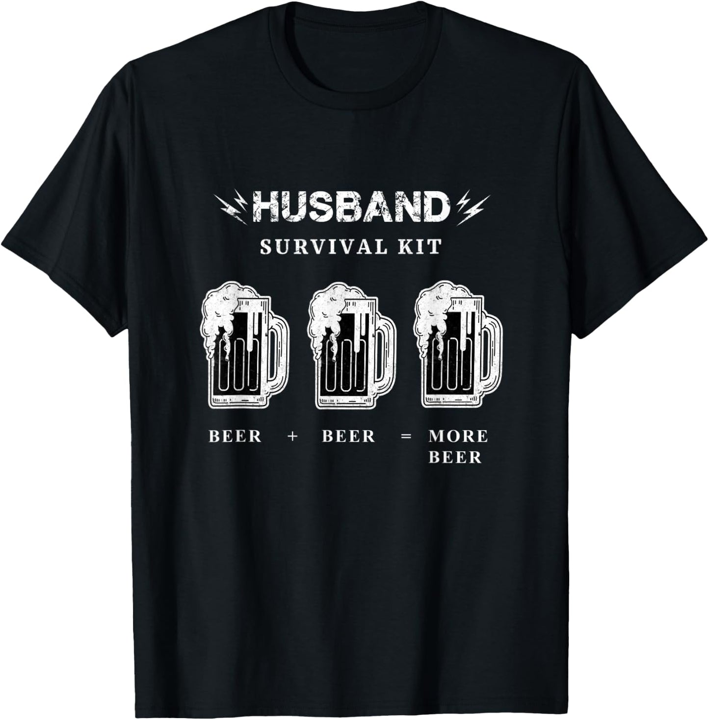 Funny Husband Beer Shirt, Husband Survival Kit Beer T-Shirt - T-Shirt | Black